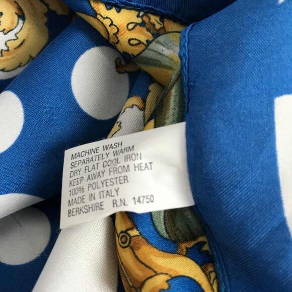 Berkshire Satin Sqare Large Scarf Blue Polka Dot Floral - Picture 5 of 7